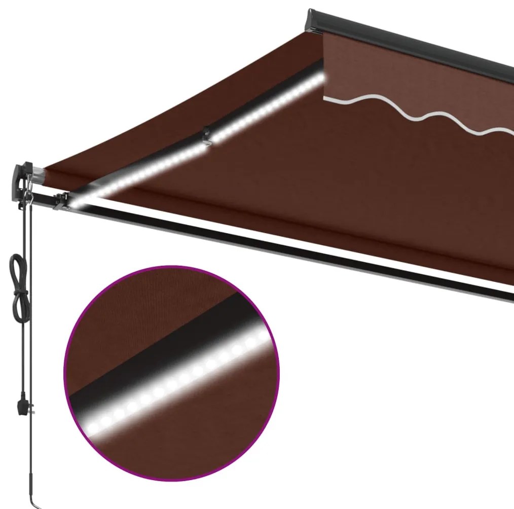 barna automata kihúzható LED-es napellenző 400 x 300 cm