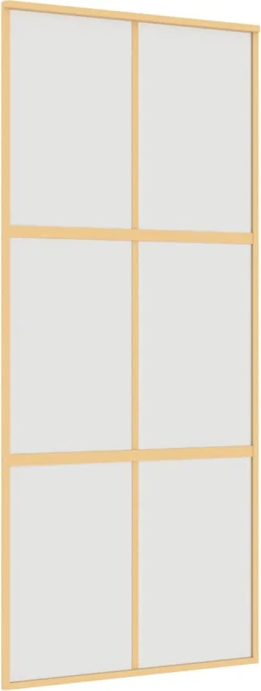 vidaXL aranyszínű ESG tejüveg és alumínium tolóajtó 90 x 205 cm