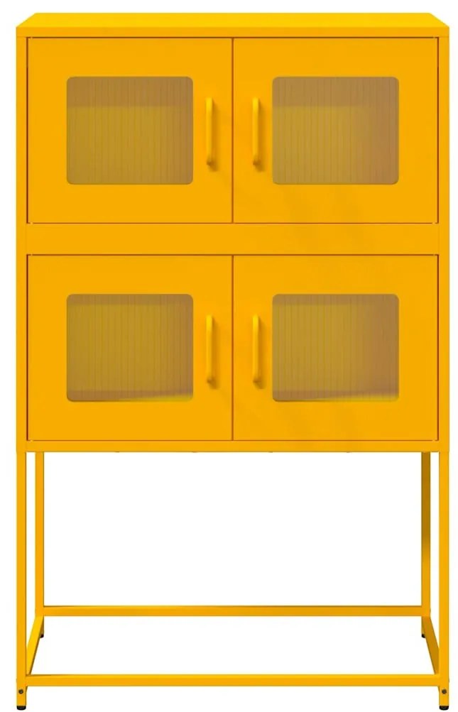 Highboard Mustársárga 68x39x107 cm Acél