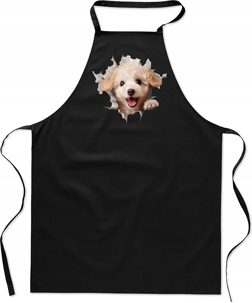 Konyhai Kötény pamut fekete lyuk Kutya Uszkár Kiskutya FA_482_cz