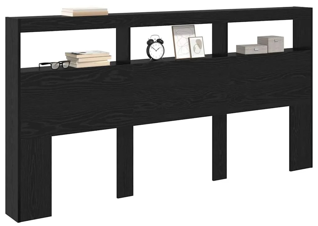 Fejtámla polcokkal Fekete tölgy 200 x 17 x 102 cm Faanyag