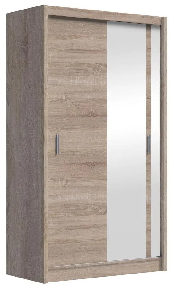 SABRINA gardróbszekrény tükörrel, 120x215 cm, sonoma tölgy
