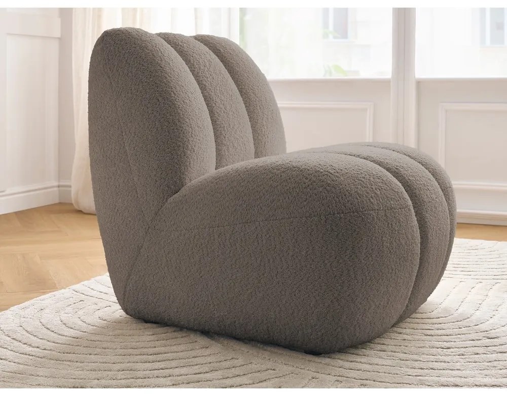 Szürkésbarna buklé fotel Janissaire – Bobochic Paris