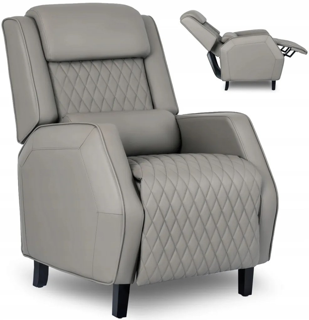 Elegáns Dönthető Relaxfotel Szürke Eco-bőr Kárpittal. VIPER