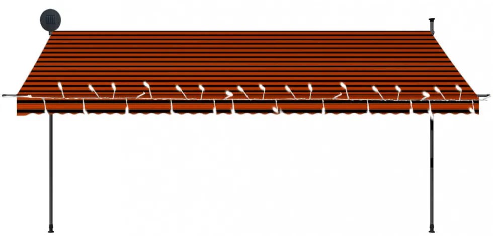 narancssárga-barna kézzel feltekerhető LED-es napellenző 400 cm