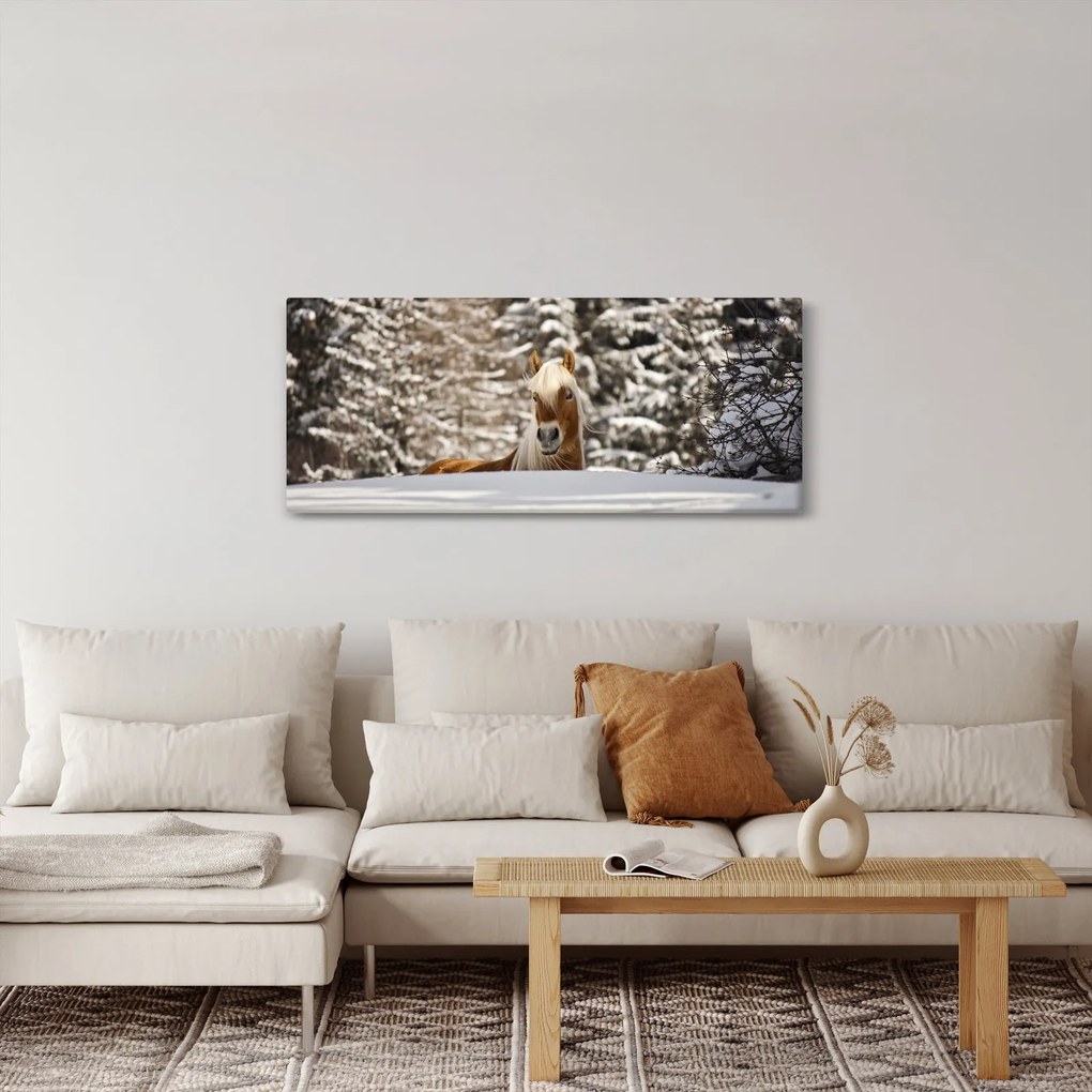 Kép - Ló a téli tájban (120x50 cm)