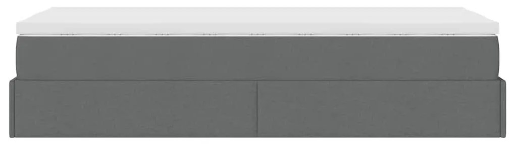 Ottomán ágykeret matraccal sötét szürke 90x190cm szövet