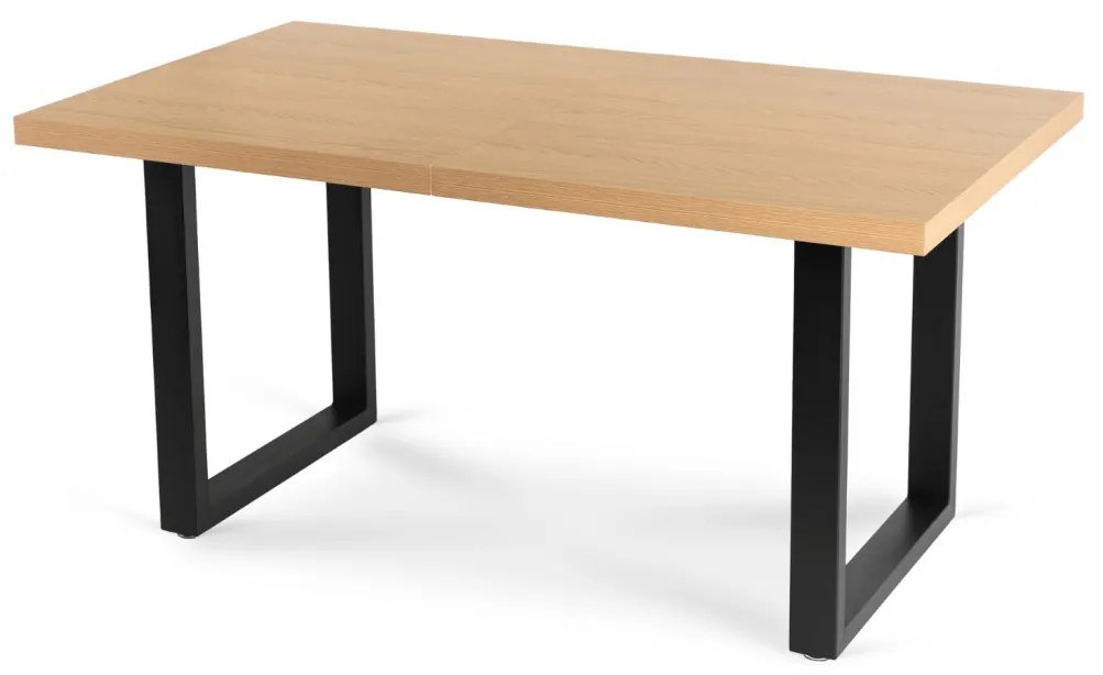 Étkezőgarnitúra: bővíthető asztal 160–260 cm arany tölgy / fekete színkombinációban + 4 db fekete velúr szék – EDWIN / IRYS