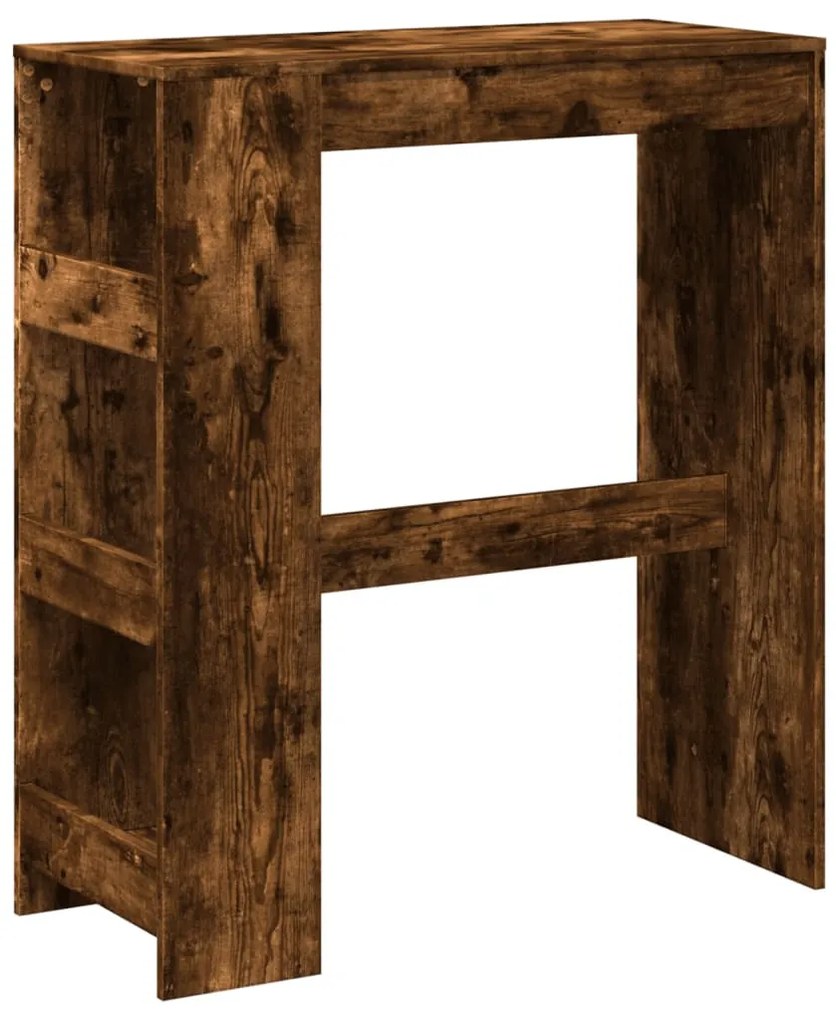 füstös tölgy szerelt fa bárasztal tárolókkal 90 x 40 x 103,5 cm