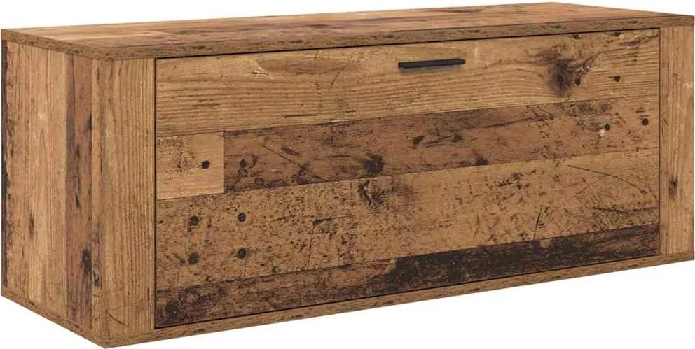 vidaXL Cipőszekrény polcokkal ajtóval Régi fa 100 x 35 x 38 cm Faanyag