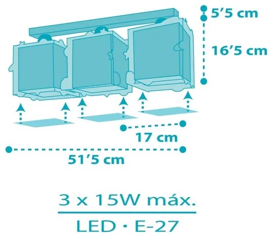 Dalber 63353 - Gyerek mennyezeti lámpa ROCKET 3xE27/15W/230V