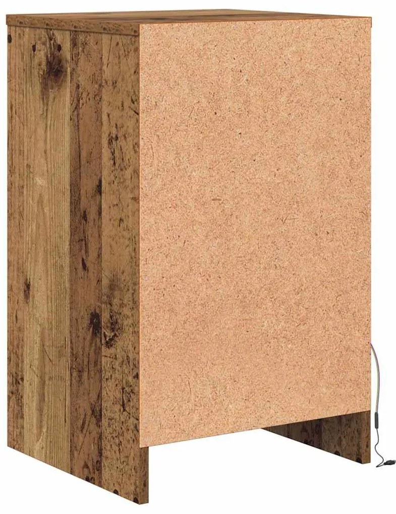 LED Éjjeli Szekrény fiókkal Régi fa 38 x 34 x 61 cm Faanyag