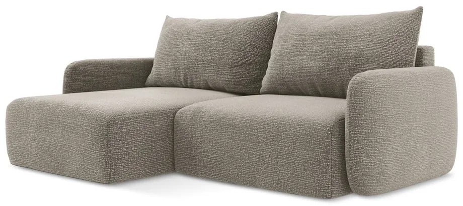 Bézs kinyitható-tárolóhelyes sarokkanapé (bal oldali) Kalena – Makamii