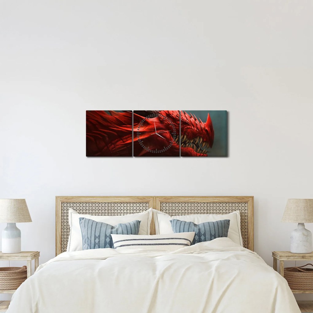 Kép - Sárkány (órával) (90x30 cm)