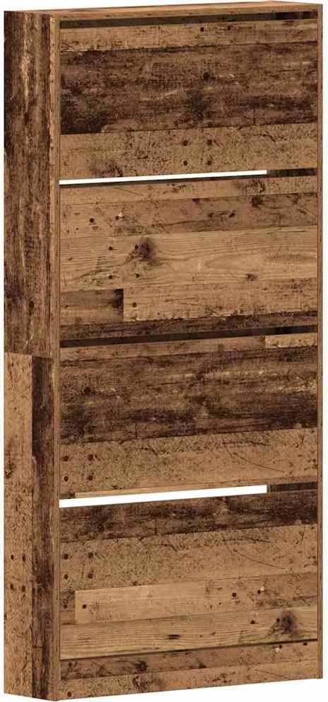 vidaXL Cipőszekrény polcokkal Öreg fa 80 x 21 x 163,5 cm Faanyag