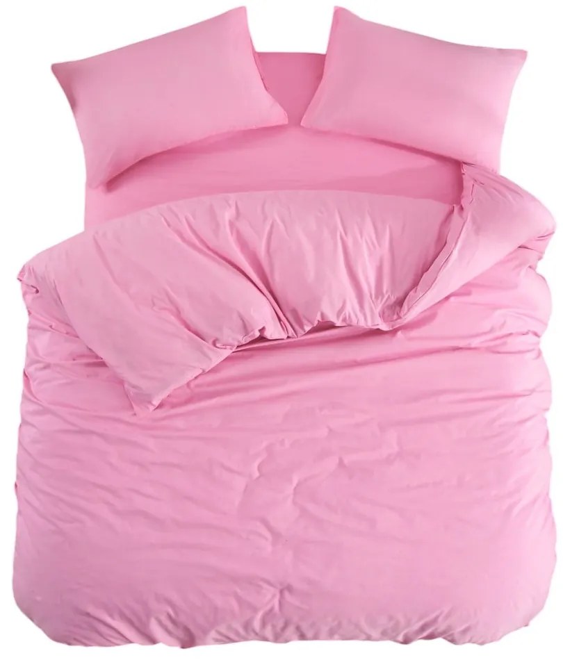 Rózsaszín négyrészes kétszemélyes hosszabbított ágyneműhuzat lepedővel 200x220 cm Classic – Mila Home