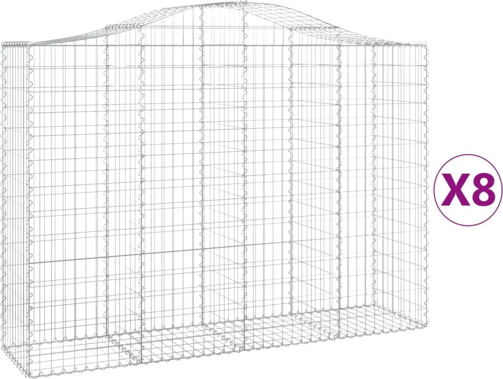 vidaXL 8 db íves horganyzott vas gabion kosár 200x50x140/160 cm