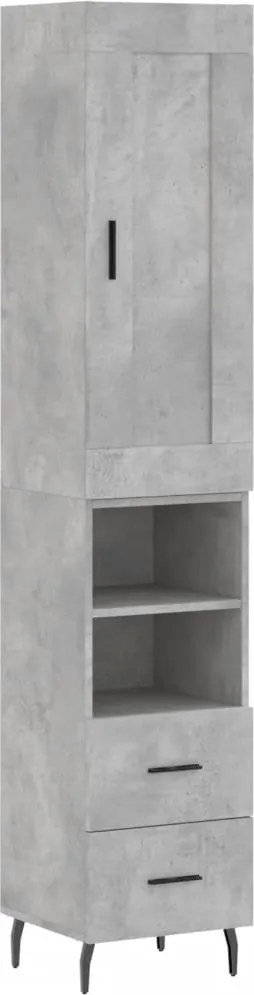 vidaXL betonszürke szerelt fa magasszekrény 34,5x34x180 cm