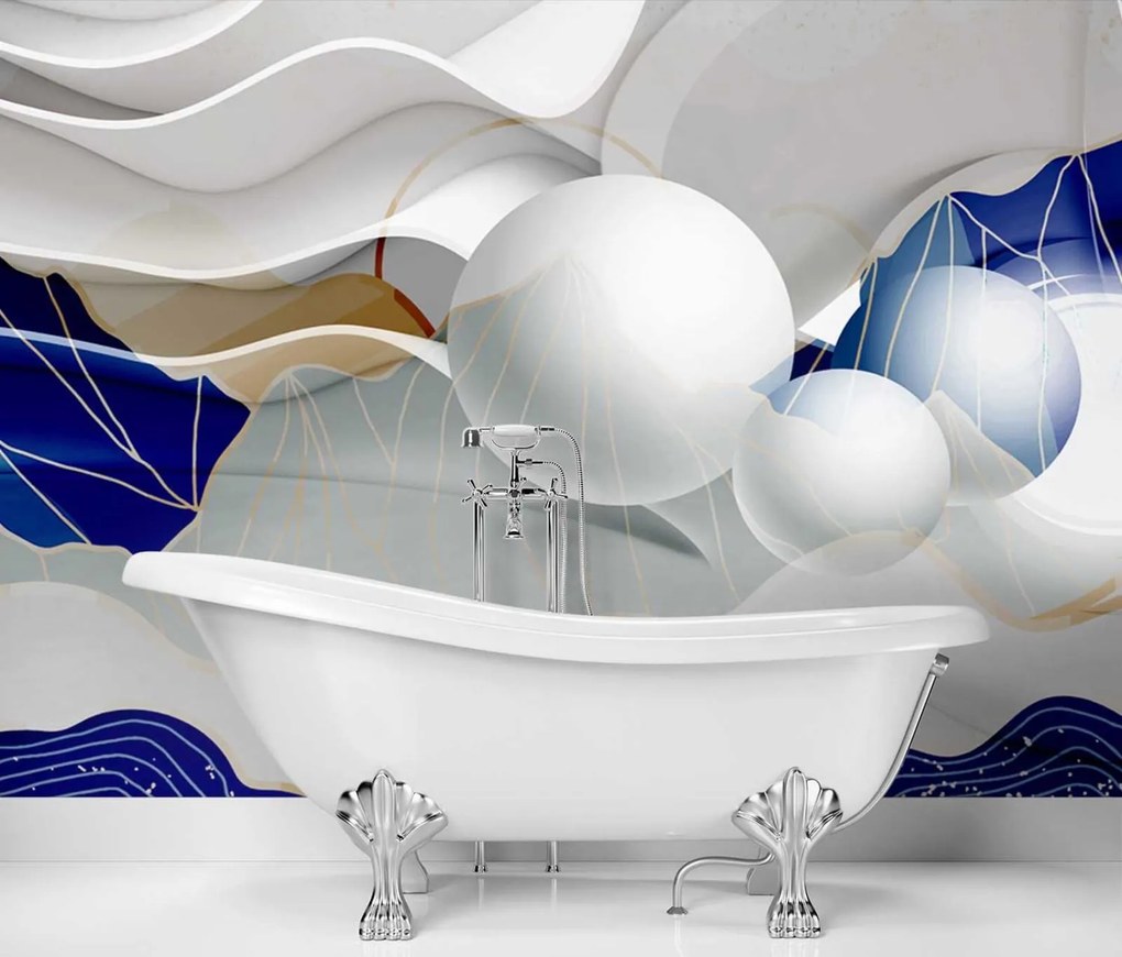 Gario Fotótapéta Absztrakt hullámok és gömbök Anyag: Vlies, Méret: 400 x 280 cm