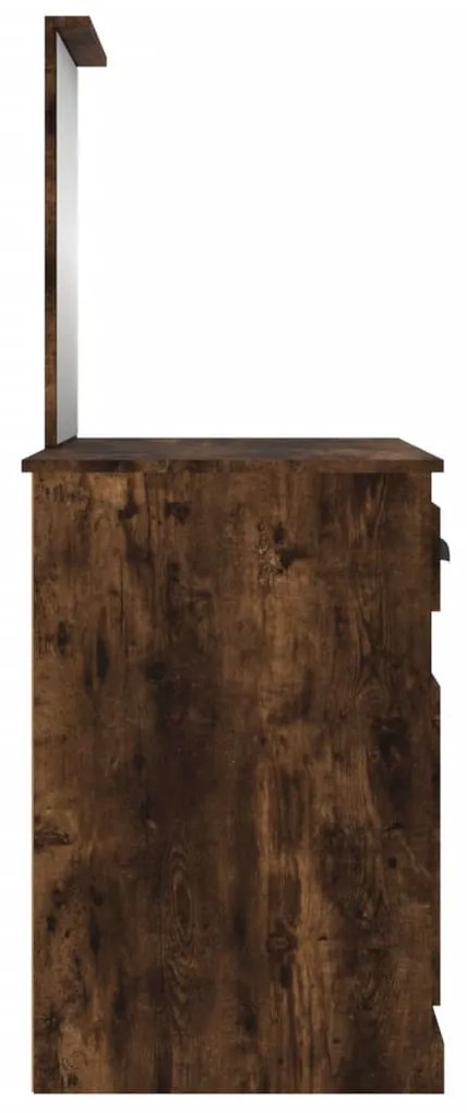 füstös tölgy szerelt fa tükrös pipereasztal 90 x 50 x 132,5 cm