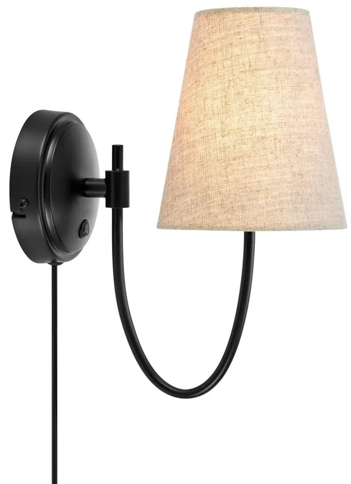 Fekete-bézs konnektorhoz csatlakoztatható fali lámpa Amar – Markslöjd