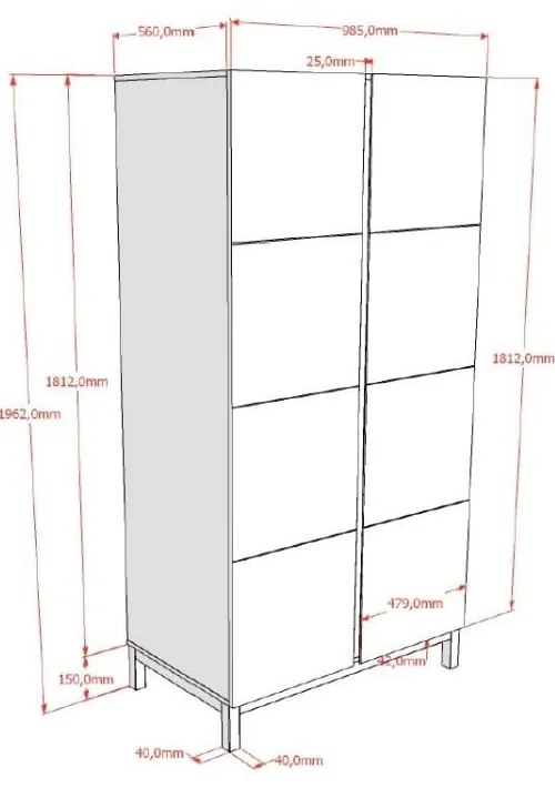 Fehér gyerek ruhásszekrény 99x196x58 cm Eva – Vipack