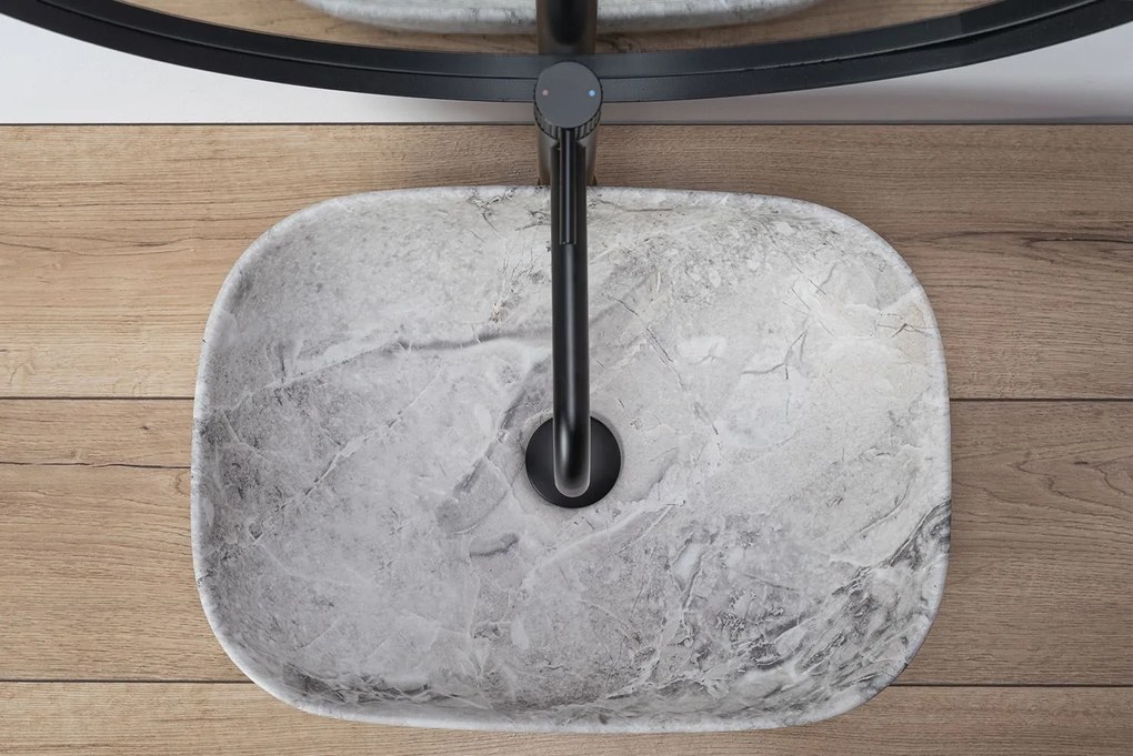 Rea Livia Stone mosdó, 47 x 34 cm, szürke, REA-U3800