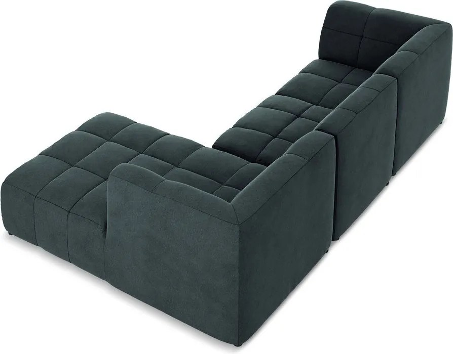 Kék bársony sarokkanapé (jobb oldali-heverő résszel) Aloha – Makamii