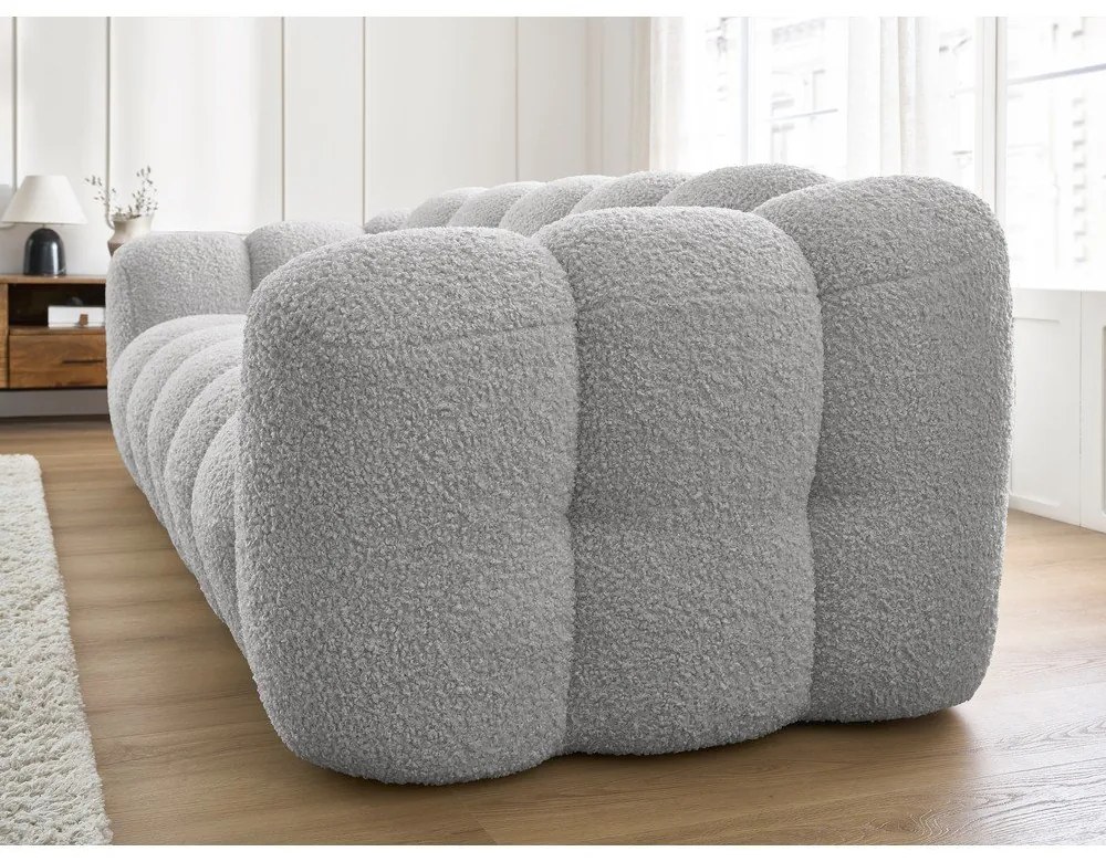 Világosszürke buklé kanapé 232 cm Hippolyte – Bobochic Paris