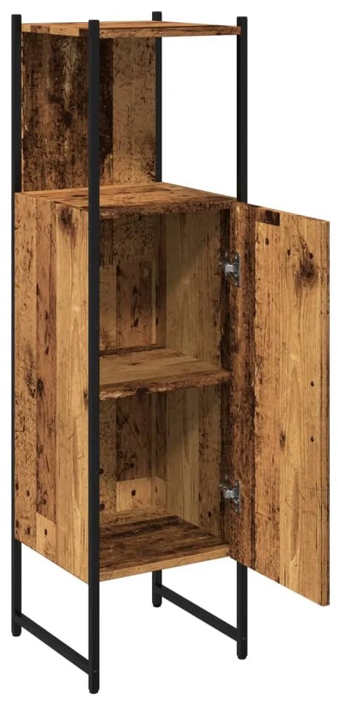 antik fa színű szerelt fa fürdőszobaszekrény 33 x 33 x 120,5 cm