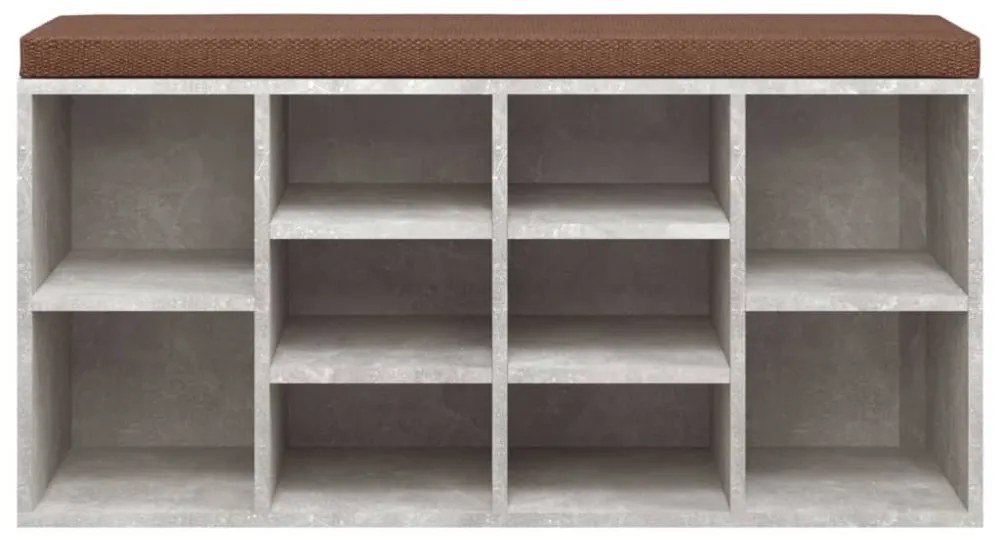 betonszürke szerelt fa cipőtároló pad 103 x 30 x 48 cm