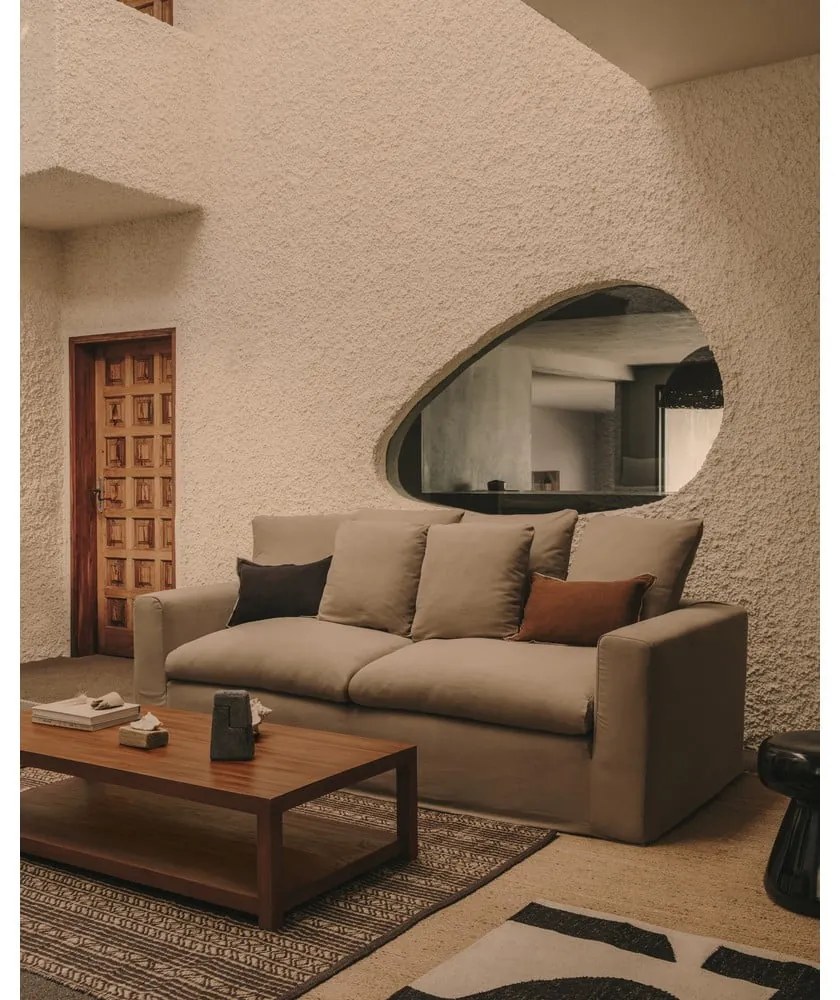 Antracitszürke len kanapé 240 cm Nora – Kave Home