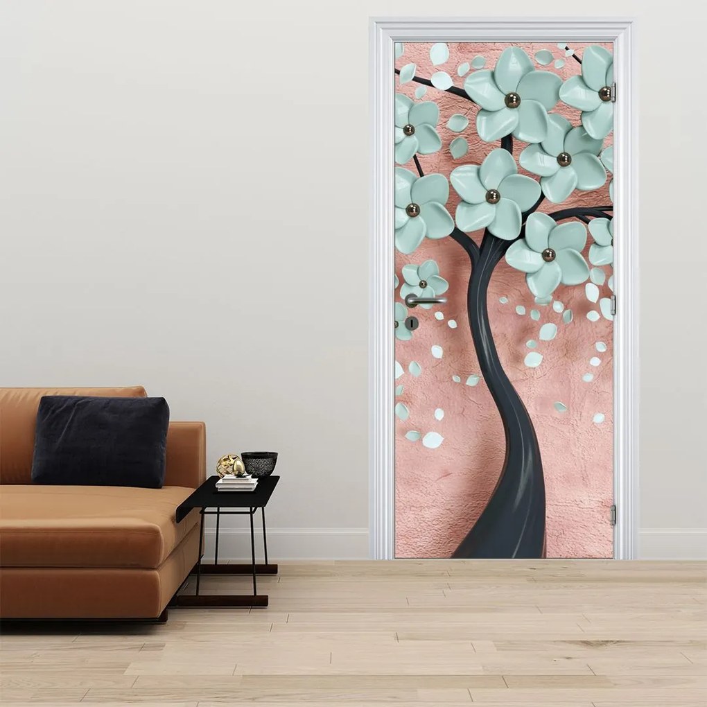 Fotótapéta ajtóra - Pasztell kék virágok (95x205cm)