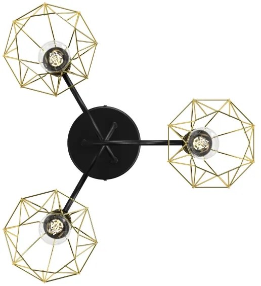 Felületre szerelhető csillár BERGEN 3xE27/60W/230V fekete/arany