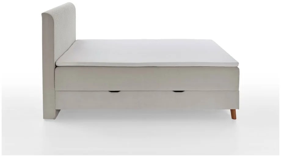 Bézs boxspring ágy tárolóhellyel 160x200 cm Memphis - Meise Möbel