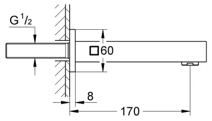 GROHE 13303000 - EUROCUBE kádlefolyó 170 mm, fényes króm