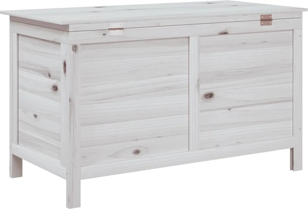 vidaXL fehér tömör fenyőfa kerti tárolóláda 99 x 49,5 x 58,5 cm