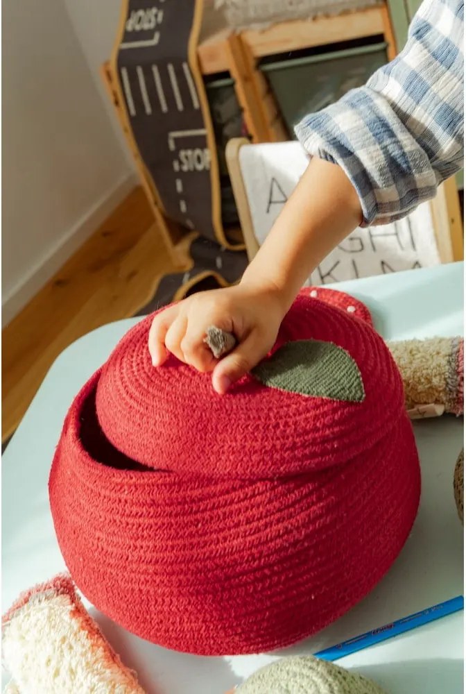 Piros textil játéktároló kosár ø 28x20 cm Apple – Lorena Canals