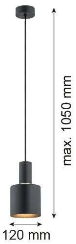 Argon 4219 - Csillár zsinóron SINES 1xE27/15W/230V á. 12 cm fekete