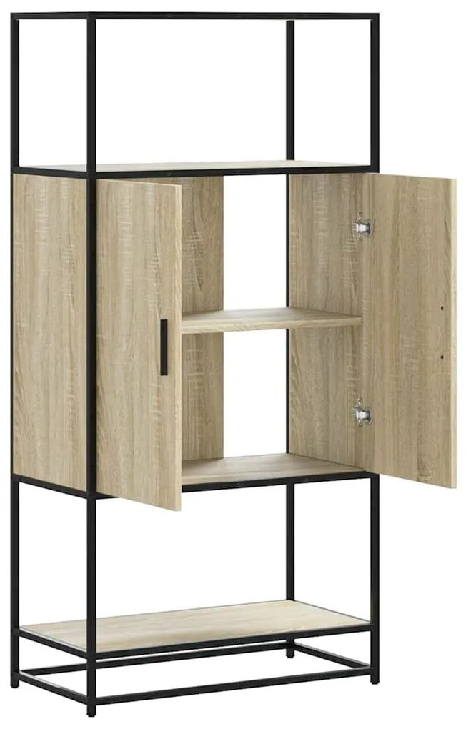 Highboard sonoma tölgy 68x35x139 cm gépelt fa és fém