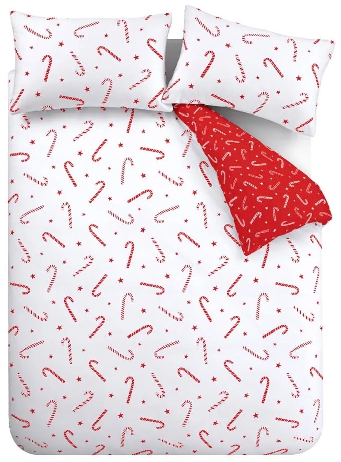 Piros-fehér egyszemélyes ágyneműhuzat 135x200 cm Candy Cane – Catherine Lansfield