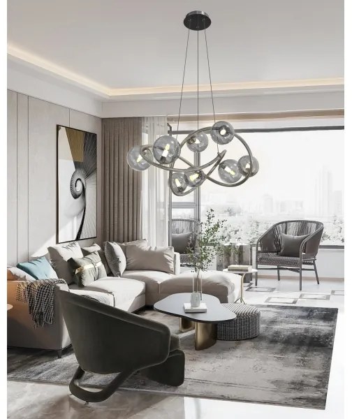 Wofi 7014-805 - LED Csillár zsinóron NANCY 8xG9/3,5W/230V fekete/króm