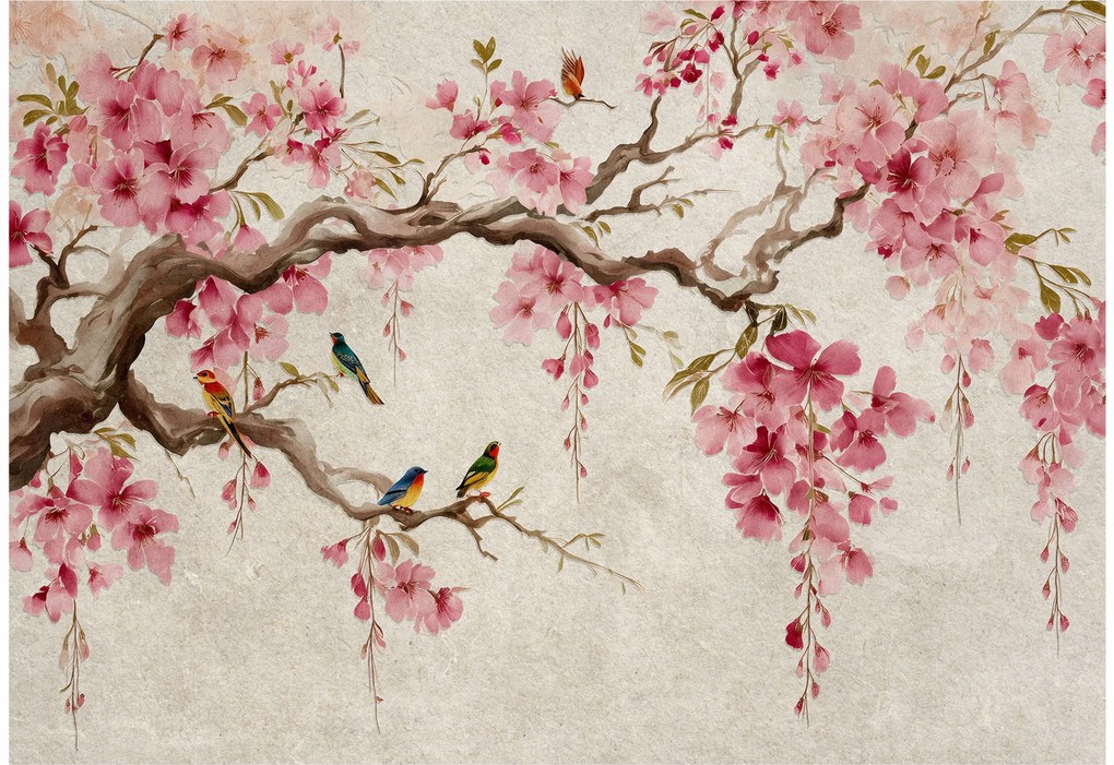 Fotótapéta Fa Cseresznye Virágok Hálószoba Nappali Tapéta Flizelina 300x210