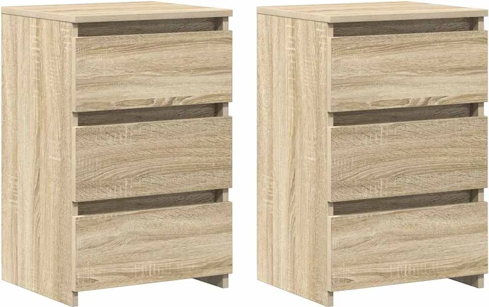 vidaXL 2 db sonoma tölgy színű szerelt fa éjjeliszekrény 40x35x62,5 cm