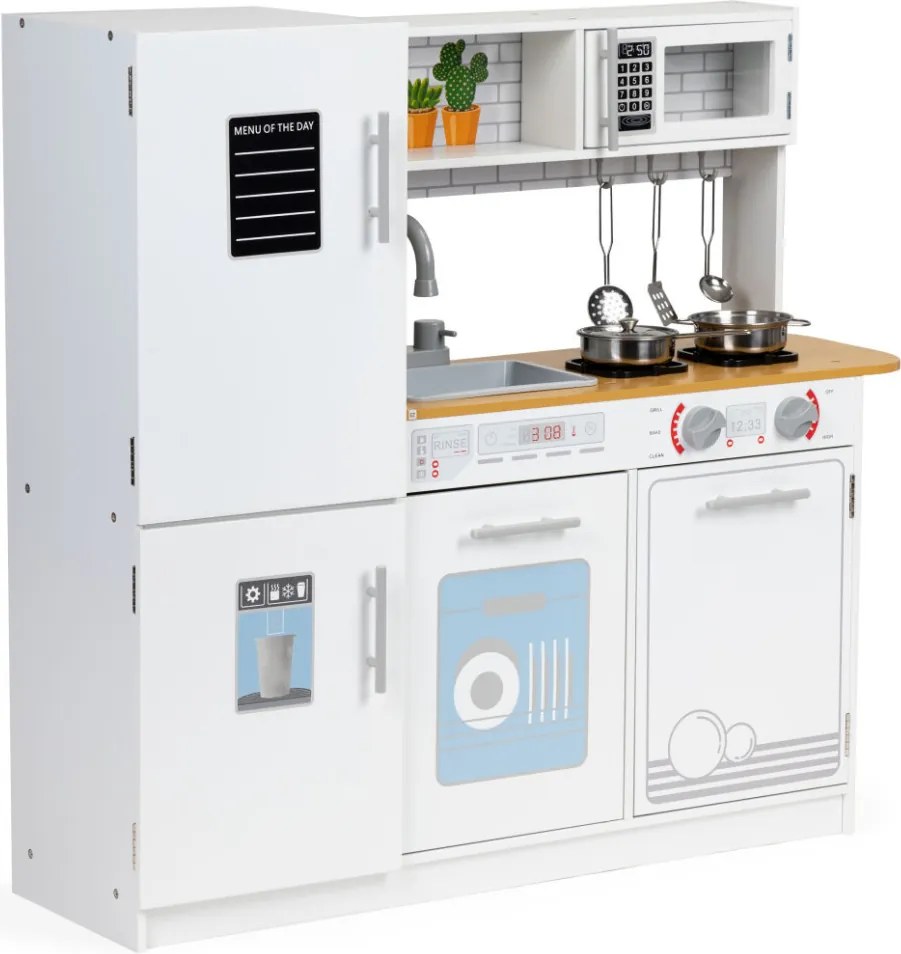 Fa gyerekkonyha fényekkel edényekkel