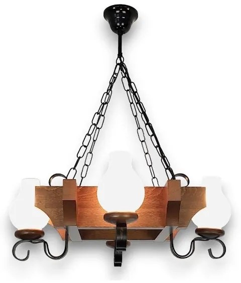 Brilagi - Csillár láncon QUEEN 4xE14/40W/230V bükkfa/dió