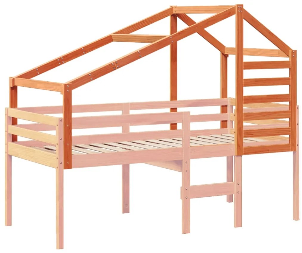 viaszbarna tömör fenyőfa gyerekágytető 198 x 87 x 113 cm