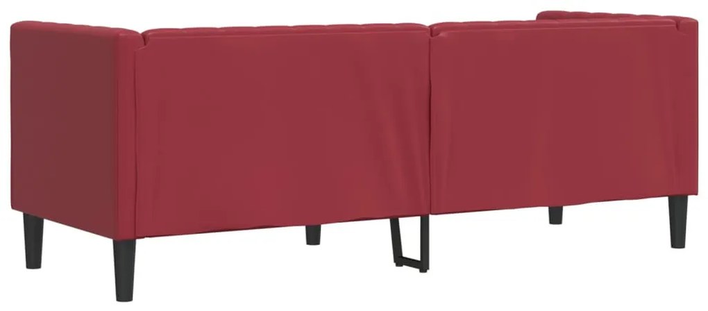 3 személyes bordó műbőr Chesterfield kanapé