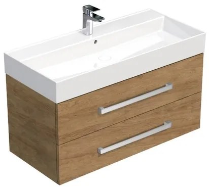 SAT Cube Way Fürdőszobaszekrény mosdóval 100x47,5x46 cm hickory tölgy CUBE461002DHSAT