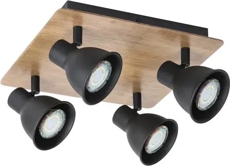 Rabalux beltéri karos spotlámpa gu10 4x15w bükk/fekete mac